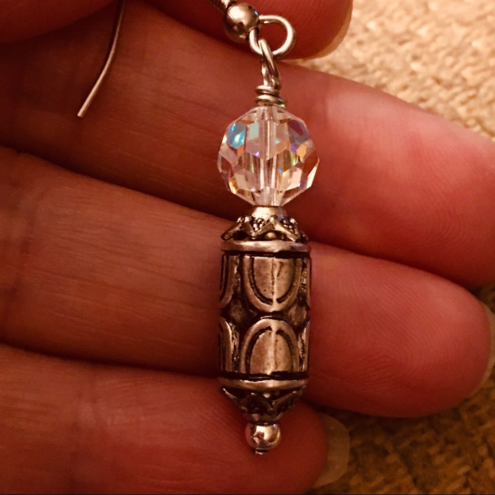 Antique Design Earrings created with 1950's Crystals Repurposed Crystals